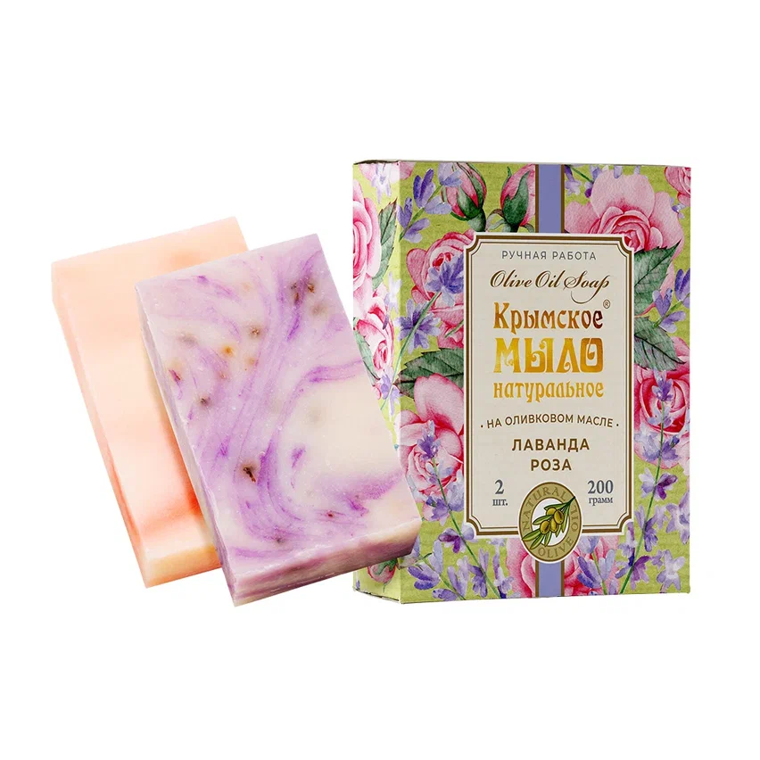 НАБОР КРЫМСКОЕ МЫЛО НАТУРАЛЬНОЕ НА ОЛИВКОВОМ МАСЛЕ ЛАВАНДА И РОЗА