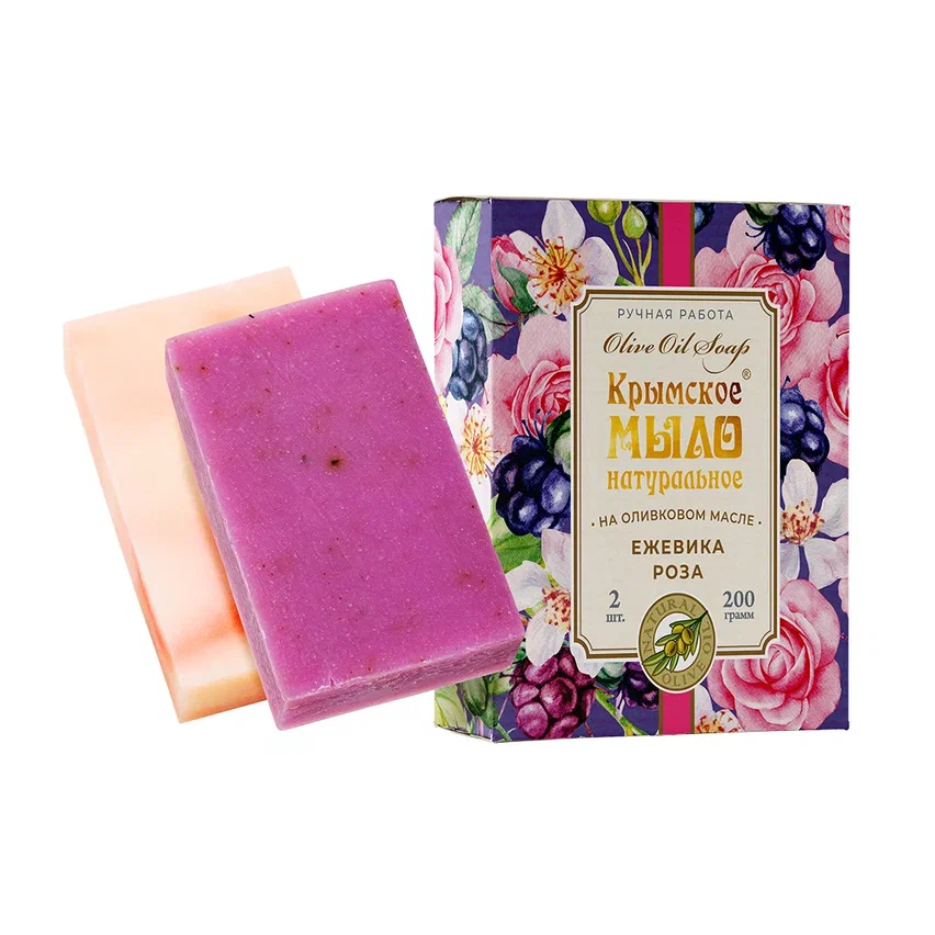 НАБОР КРЫМСКОЕ МЫЛО НАТУРАЛЬНОЕ НА ОЛИВКОВОМ МАСЛЕ ЕЖЕВИКА И РОЗА