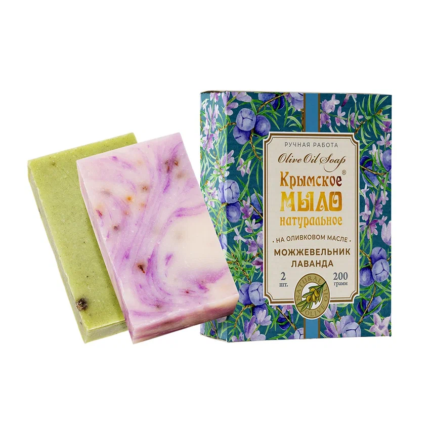 НАБОР КРЫМСКОЕ МЫЛО НАТУРАЛЬНОЕ НА ОЛИВКОВОМ МАСЛЕ МОЖЖЕВЕЛЬНИК И ЛАВАНДА