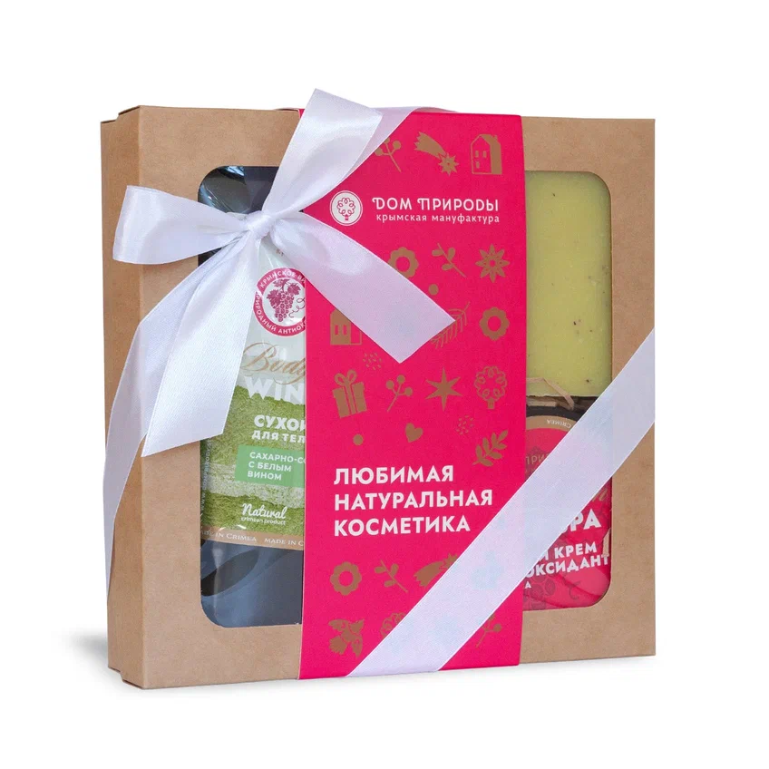 ПОДАРОЧНЫЙ НАБОР КОСМЕТИКИ WINE SPA С БЕЛЫМ И КРАСНЫМ ВИНОМ