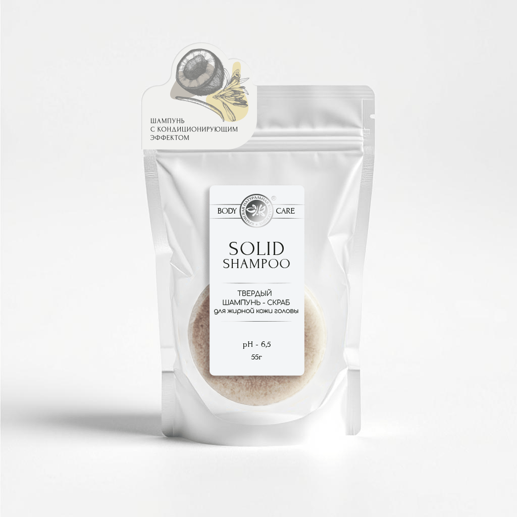 Твердый шампунь-скраб для жирной кожи головы