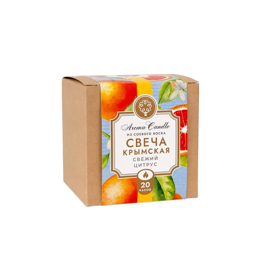 КРЫМСКАЯ СВЕЧА ИЗ СОЕВОГО ВОСКА СВЕЖИЙ ЦИТРУС
