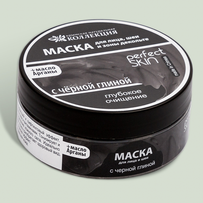 Глиняная маска для лица, шеи и зоны декольте Глубокое очищение Crimean SPA Collection c черной глиной и маслом арганы