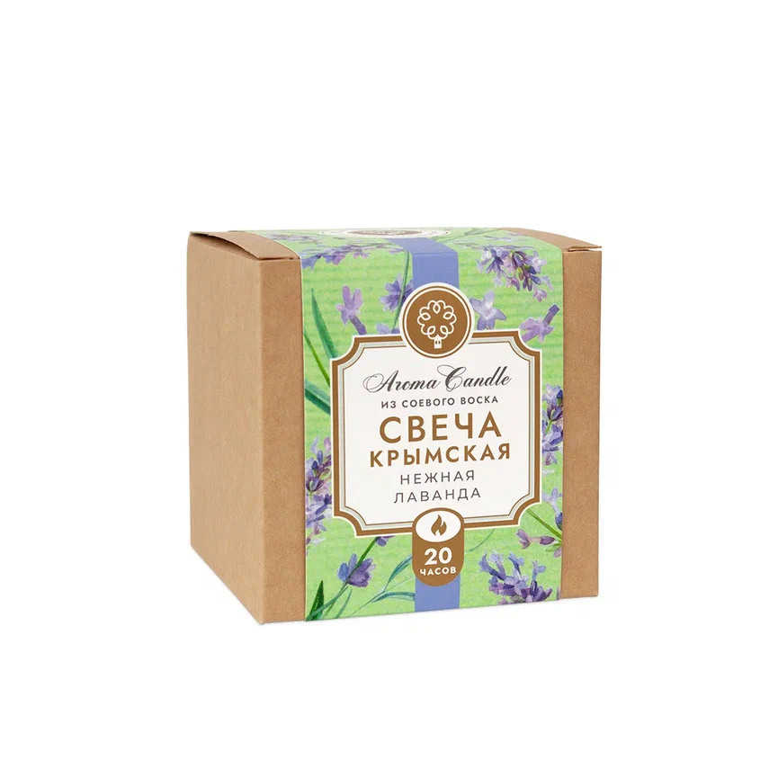 КРЫМСКАЯ СВЕЧА ИЗ СОЕВОГО ВОСКА НЕЖНАЯ ЛАВАНДА