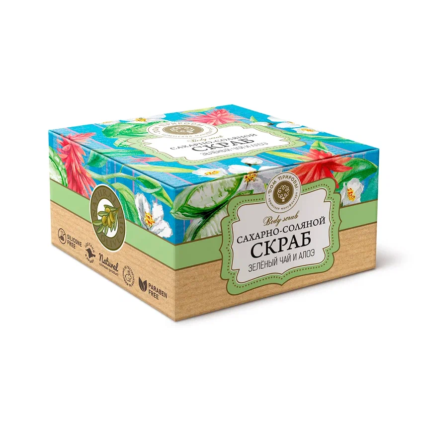 СКРАБ САХАРНО-СОЛЯНОЙ ЗЕЛЕНЫЙ ЧАЙ И АЛОЭ