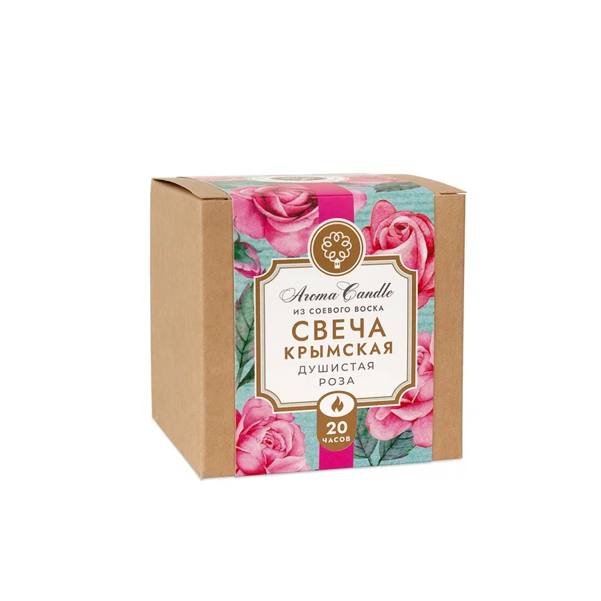 КРЫМСКАЯ СВЕЧА ИЗ СОЕВОГО ВОСКА ДУШИСТАЯ РОЗА