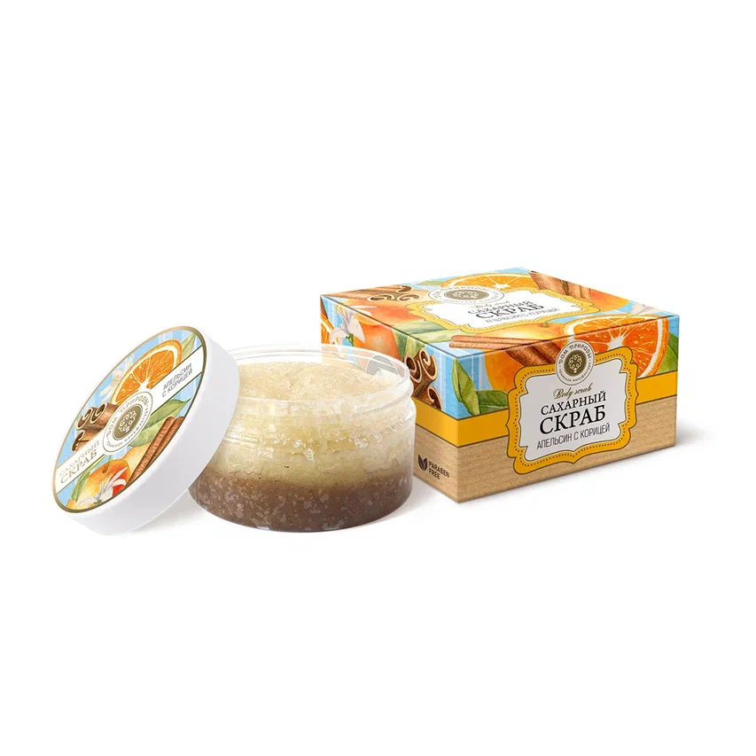 СКРАБ САХАРНО-СОЛЯНОЙ АПЕЛЬСИН С КОРИЦЕЙ