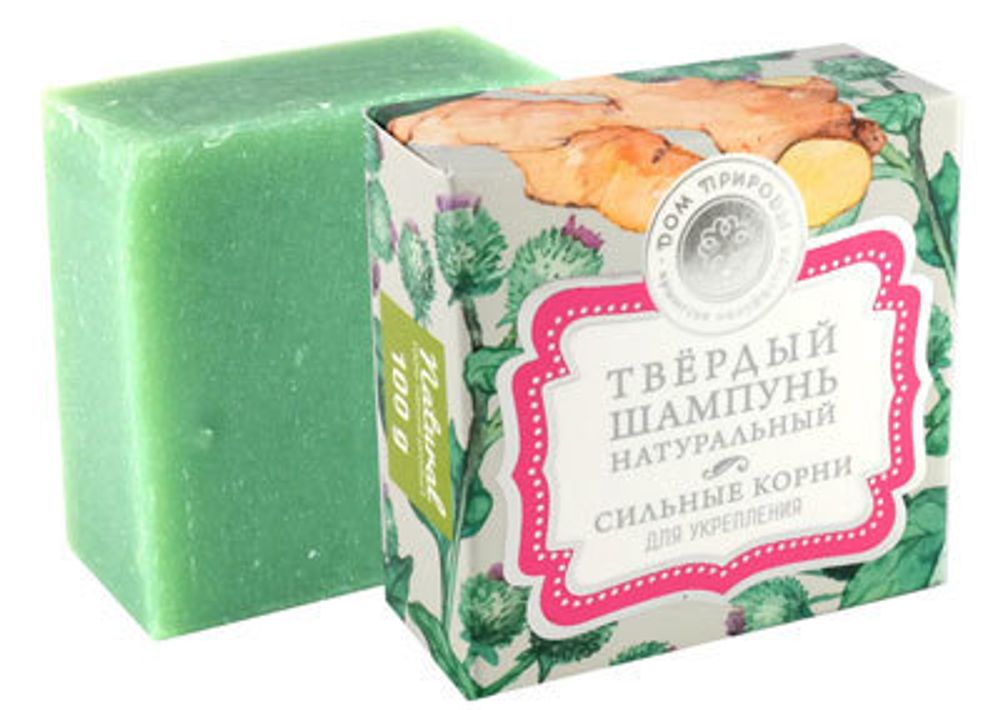 Твердое натуральное мыло-шампунь "Сильные корни" 