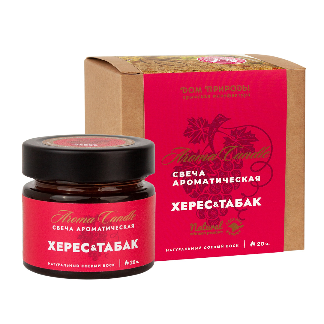 АРОМАТИЧЕСКАЯ СВЕЧА ИЗ СОЕВОГО ВОСКА WINE SPA ХЕРЕС И ТАБАК