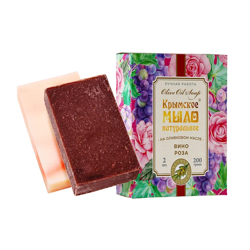 НАБОР КРЫМСКОЕ МЫЛО НАТУРАЛЬНОЕ НА ОЛИВКОВОМ МАСЛЕ ВИНО И РОЗА