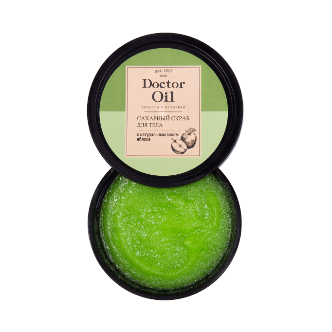 Скраб сахарный для тела, с натуральным соком яблока