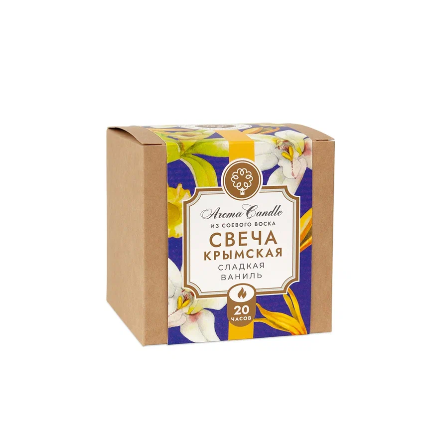 КРЫМСКАЯ СВЕЧА ИЗ СОЕВОГО ВОСКА СЛАДКАЯ ВАНИЛЬ