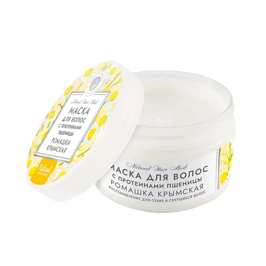 НАТУРАЛЬНАЯ МАСКА ДЛЯ ВОЛОС С ПРОТЕИНАМИ ПШЕНИЦЫ РОМАШКА КРЫМСКАЯ