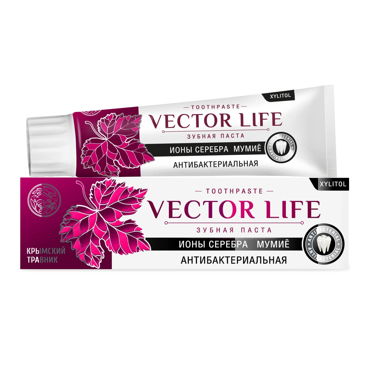 Зубная паста «VECTOR LIFE» АНТИБАКТЕРИАЛЬНАЯ с ионами серебра и мумиё