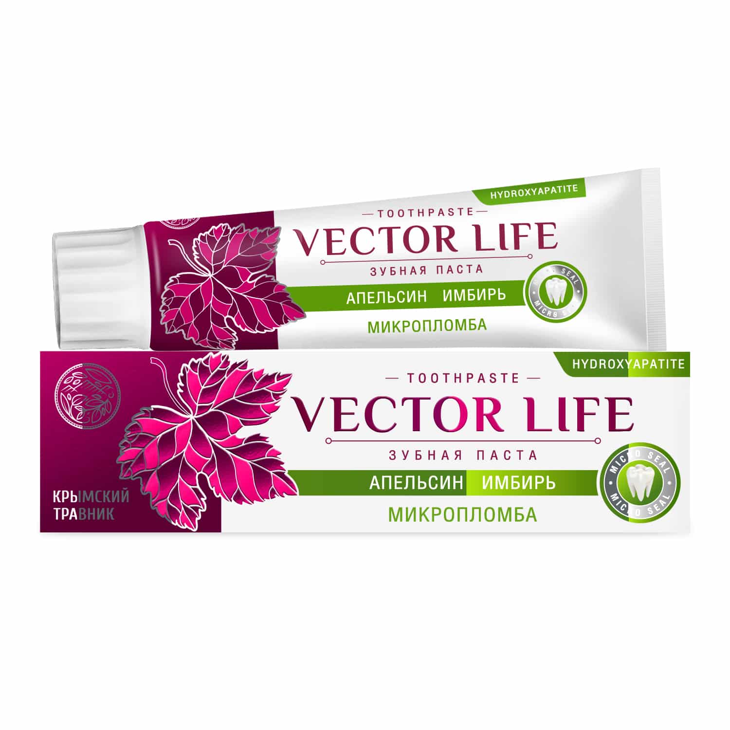 Зубная паста «VECTOR LIFE» МИКРОПЛОМБА с апельсином и имбирём